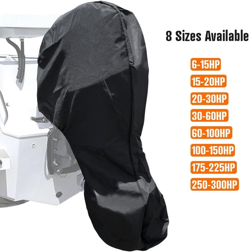iCOVER Outboard Motor Covers, Trailerable Full Boat Engine Cover Waterproof Heavy Duty Oxford Fabric with Zipper, Fits 250-300HP Motors - Image 5